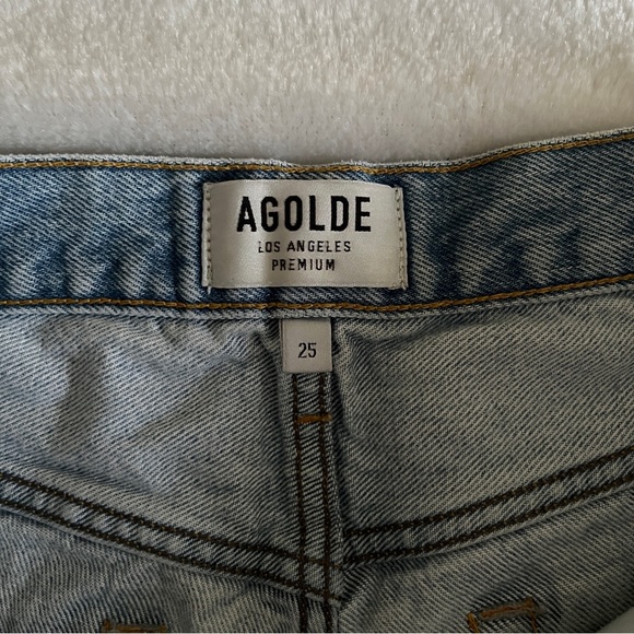 Agolde High Rise Light Blue Cut Off Denim Jean Shorts Size 25 new photos at end - Picture 6 of 16